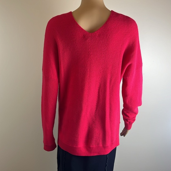 Vince Pink Cashmere Ribbed V-Neck Sweater - Picture 5 of 6